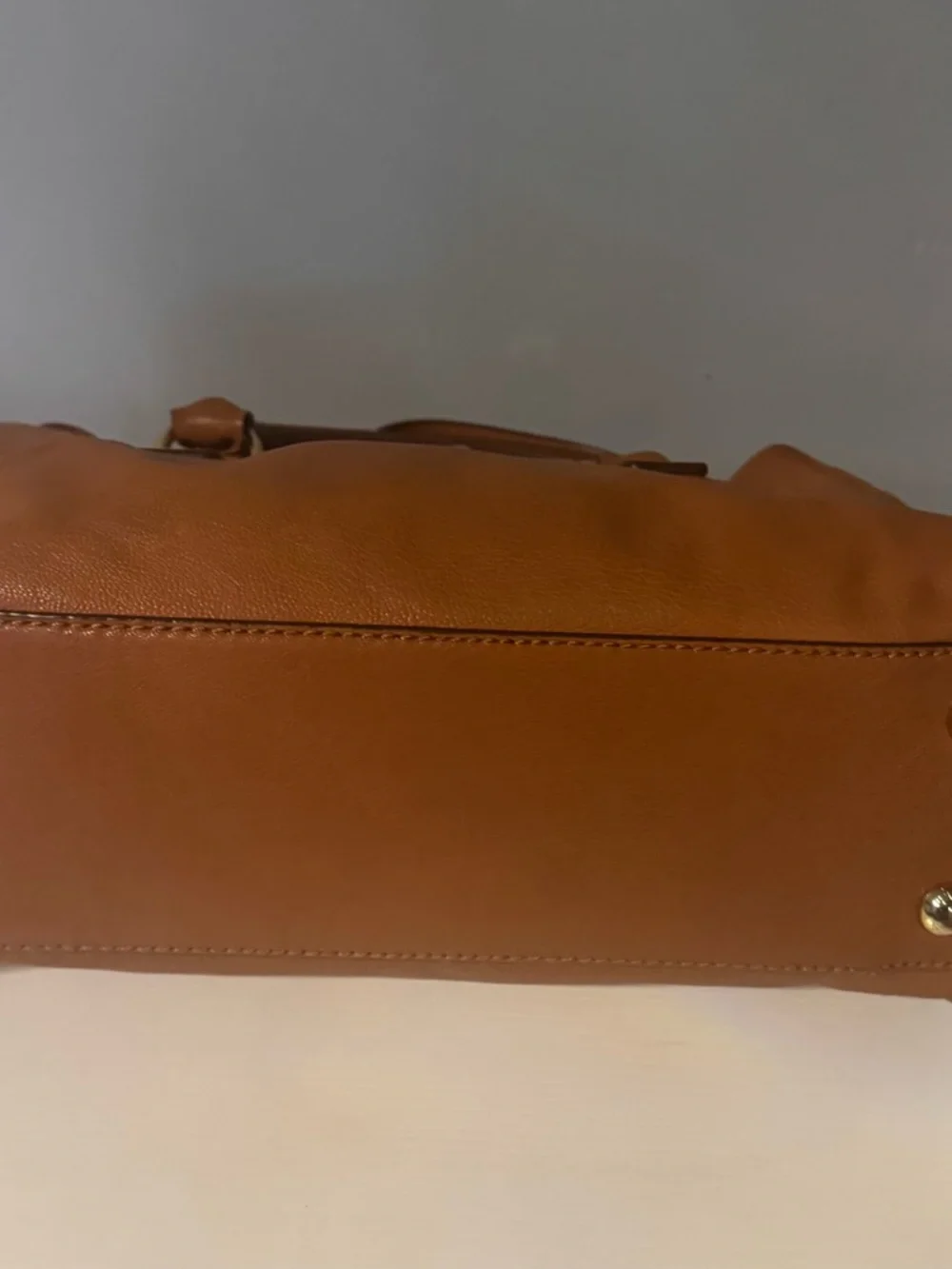Michael Kors Cognac Leather Satchel with Gold Hardware - Picture 7 of 12